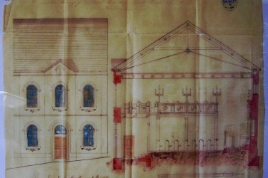 Plány synagogy od stavitele Georga Beywla z roku 1881