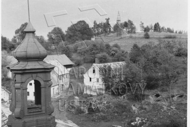 Obec Skoky před demolicí v 60. letech 20. století 